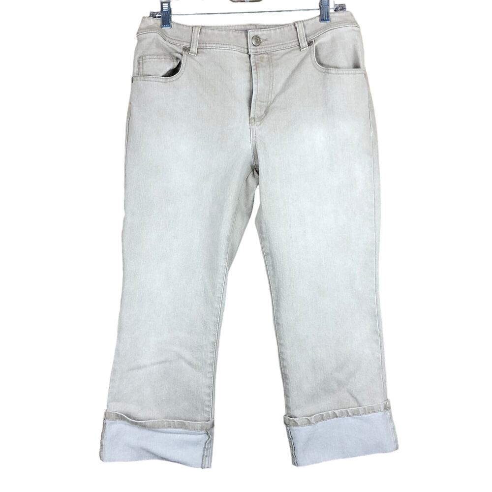 Chicos Womens Jeans Tan Denim Mid Rise Cuffed Crop Minimalist Stretch 0.5 (S)